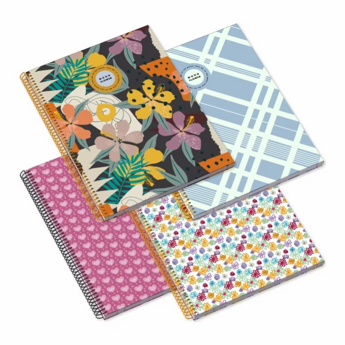 Ambar Caderno Espiral Capa Dura A4 80f 100g Teen Moonflower Quadriculado