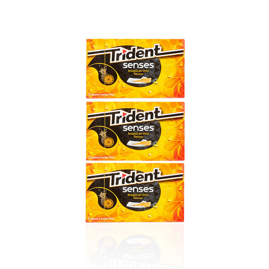 Trident Senses Pastilha Elástica Tropical Mix 23 gr - Pack 3 x 23 gr — embalagem