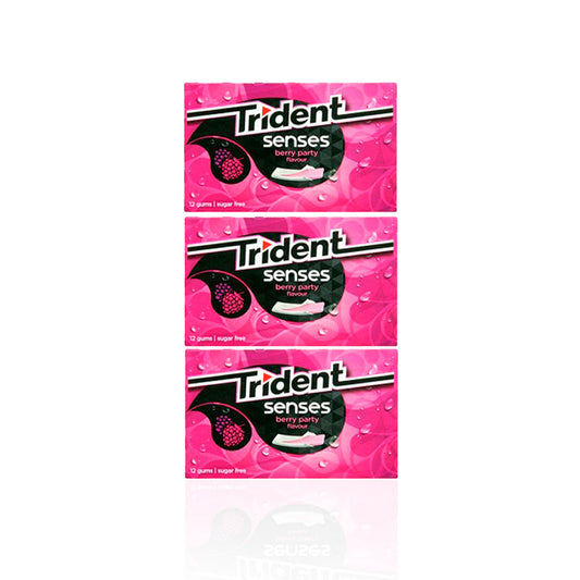 Trident Senses Pastilha Elástica Berry Party 23 gr - Pack 3 x 23 gr