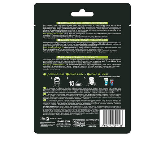 Garnier Máscara desintoxicação preta de carvão puro skinactive com efeito redutor de poros 28g