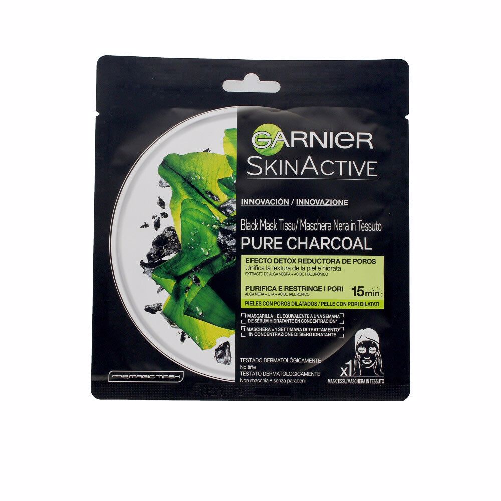 Garnier Máscara desintoxicação preta de carvão puro skinactive com efeito redutor de poros 28g