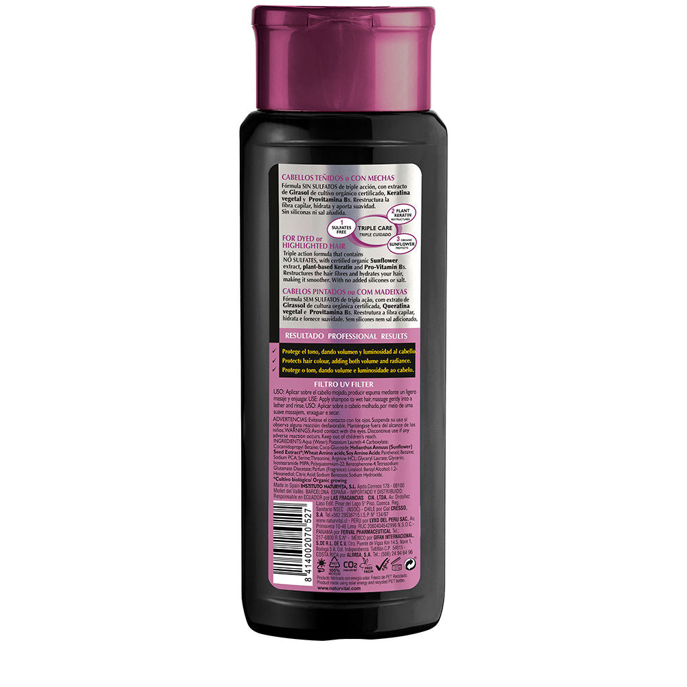 Natur Vital Organic salon shampoo sem sulfato com proteção uv da cor 300 ml