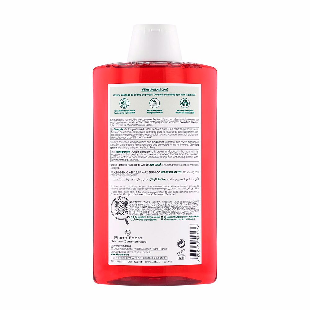 Klorane A la granada shampoo brilho para cabelos coloridos 400 ml