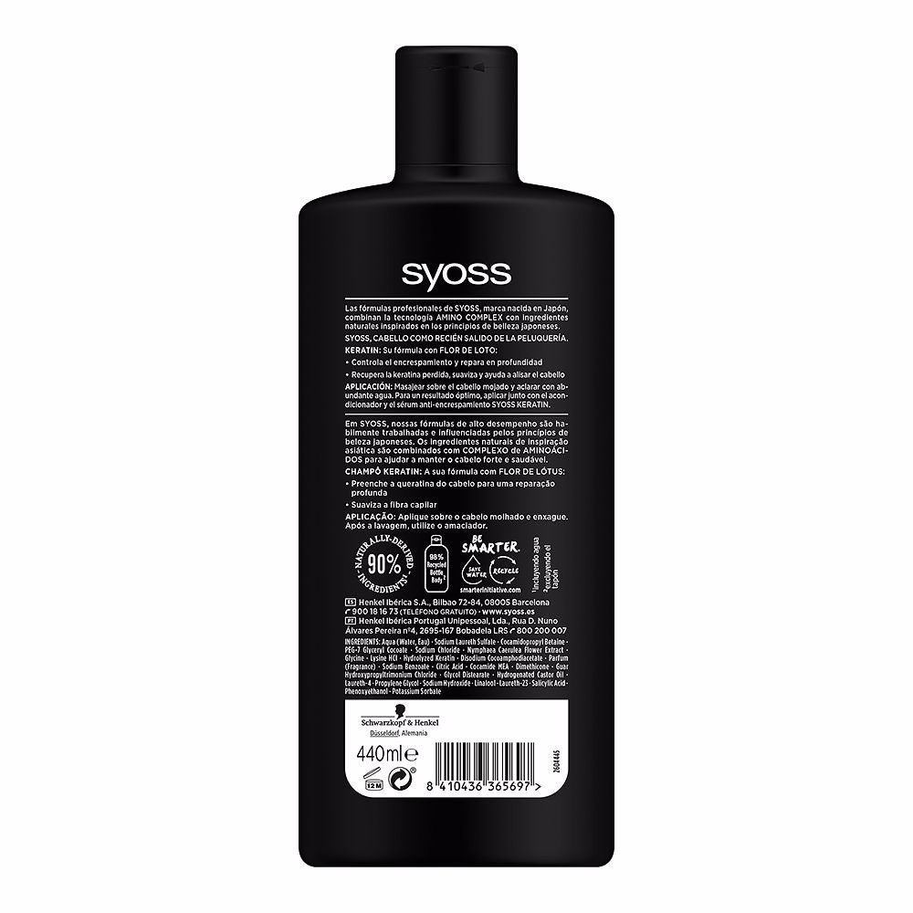 Syoss Champô queratina para cabelos crespos e segundo 440 ml