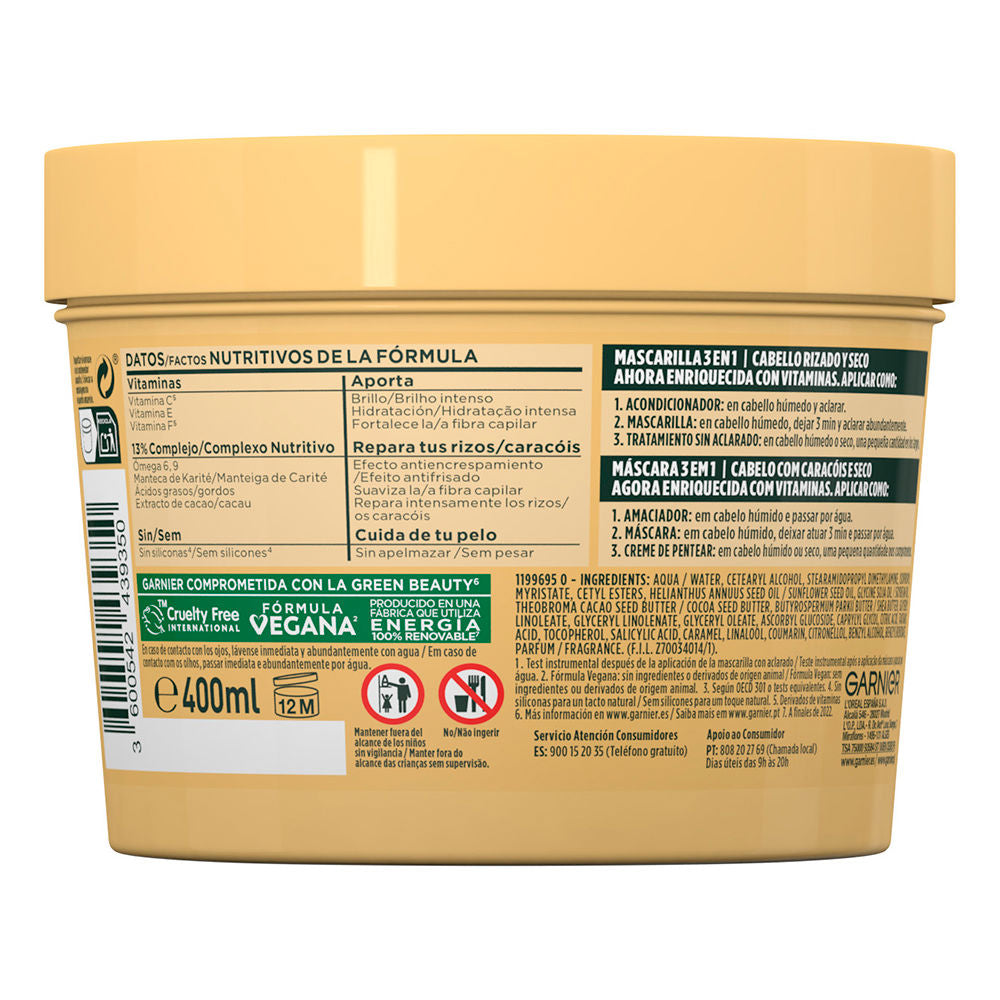 Garnier Frutis hair food manteiga de cacau máscara nutritivo para cachos 390 ml