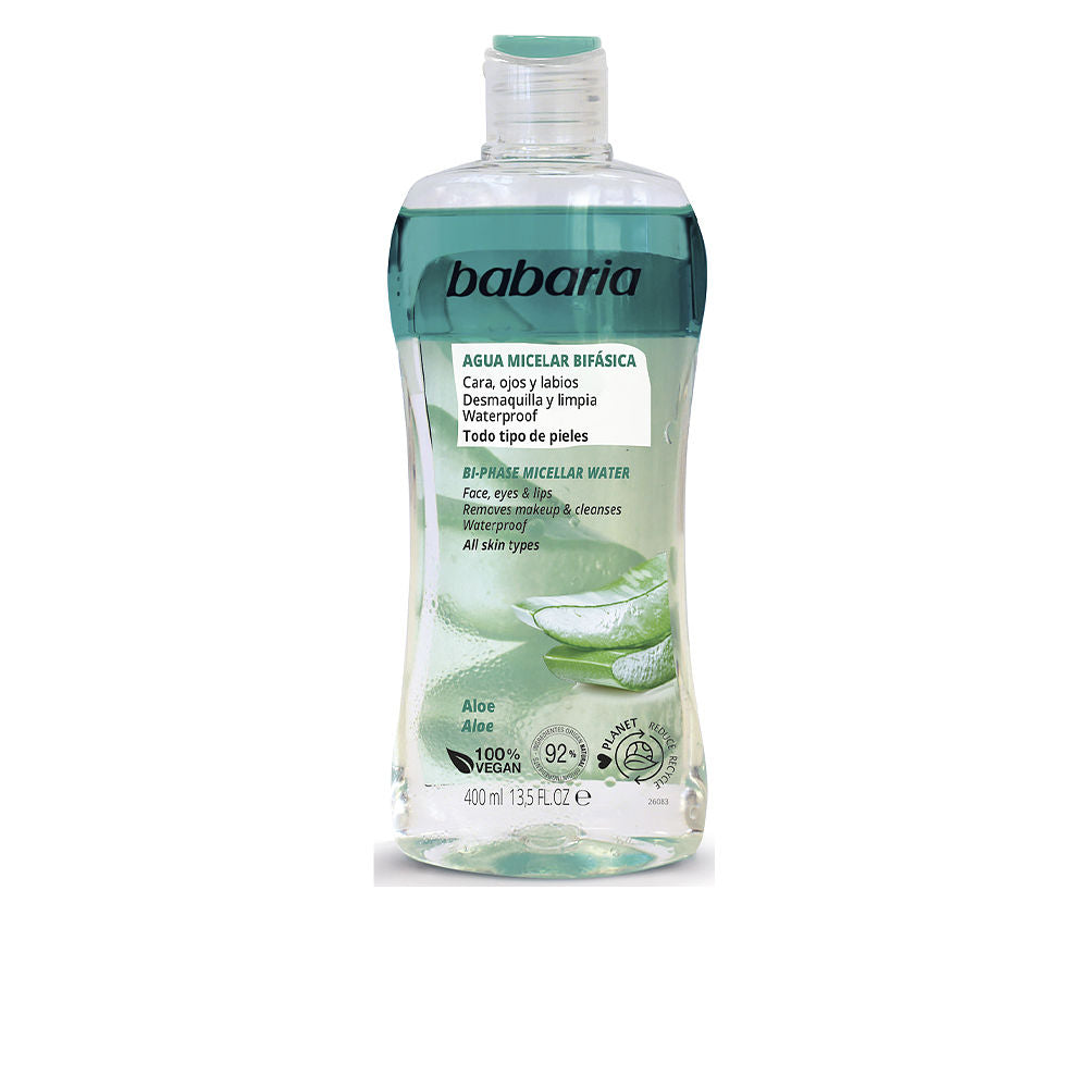 Babaria Removedor de maquiagem bifásico água micelar de aloe vera 400 ml