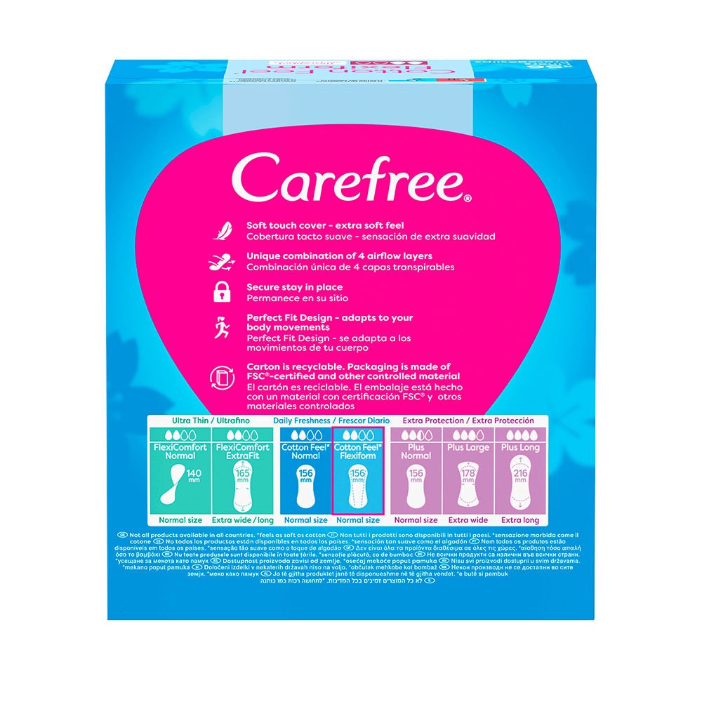 Carefree Flexiform algodão protetor sem perfume 56 u