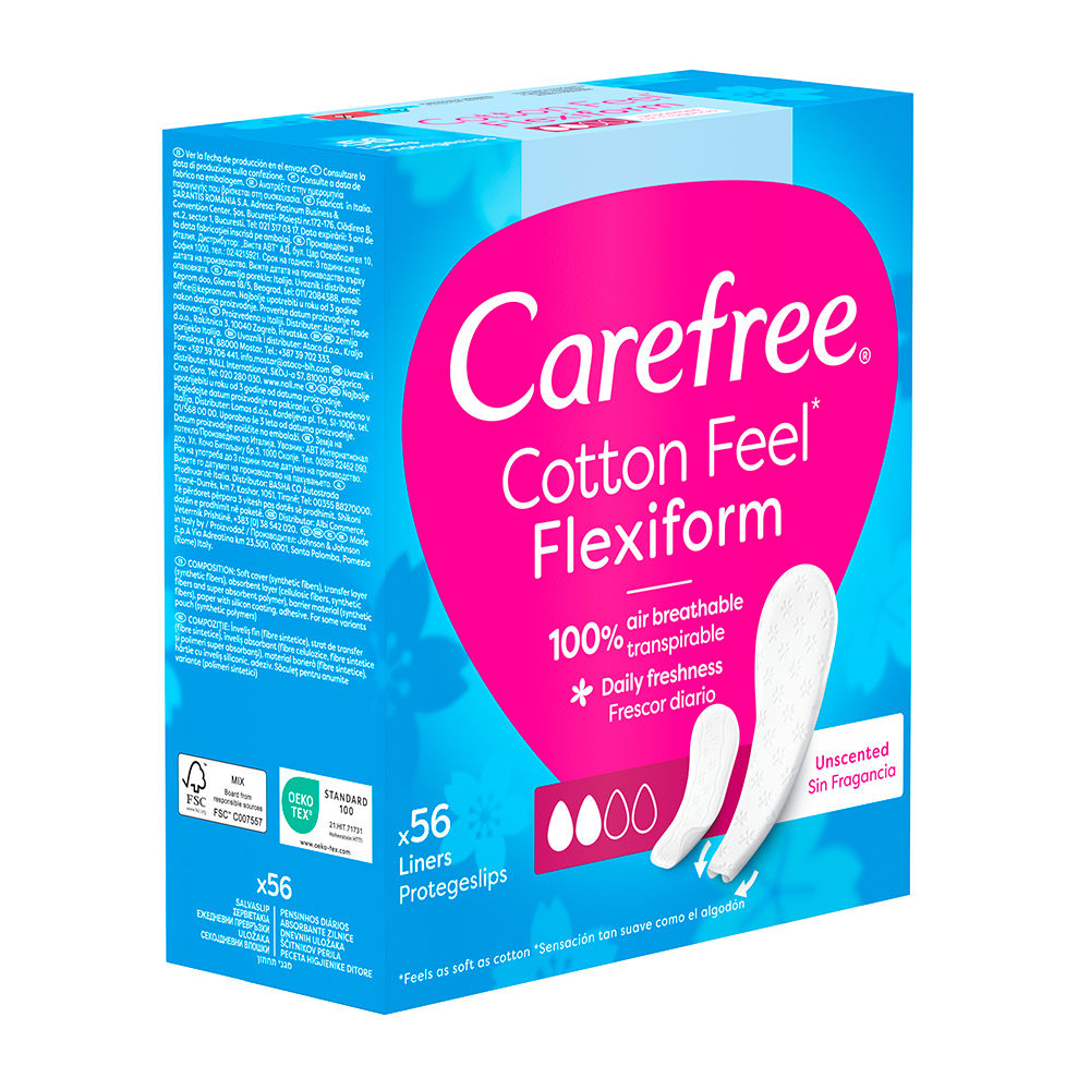 Carefree Flexiform algodão protetor sem perfume 56 u