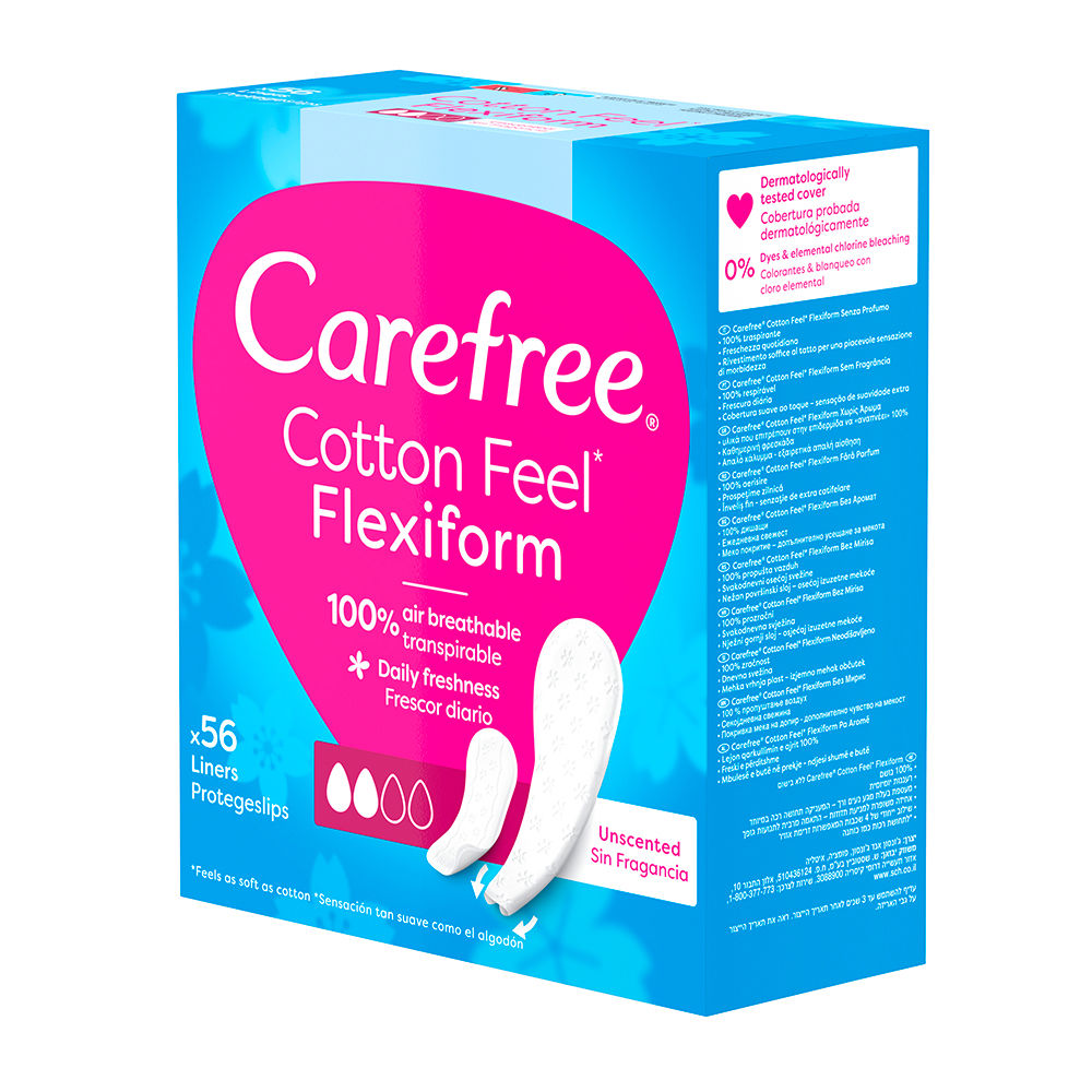 Carefree Flexiform algodão protetor sem perfume 56 u