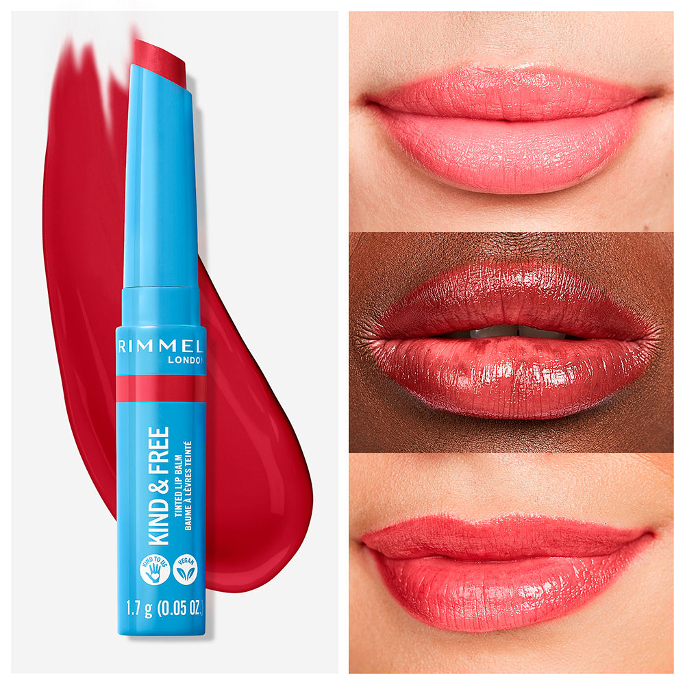 Rimmel London Bálsamo labial com cor gentil e gratuito #005-turbo vermelho 1,7 gr
