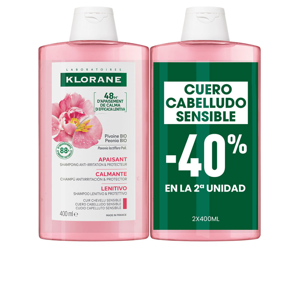 Klorane A la peonía bio shampoo calmante duo 2 x 400 ml