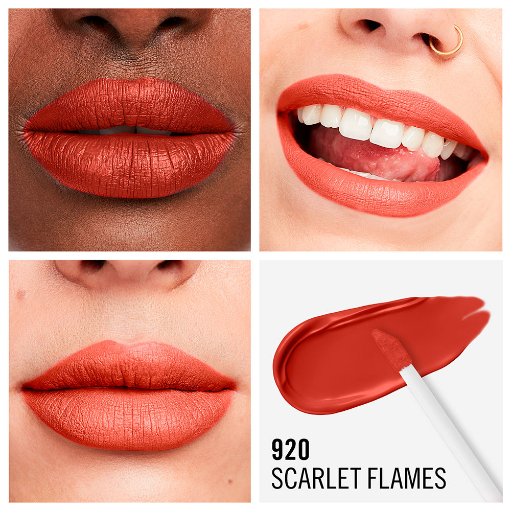 Rimmel London Cor líquida mega matte duradoura #920-scarlet chamas 7,4ml