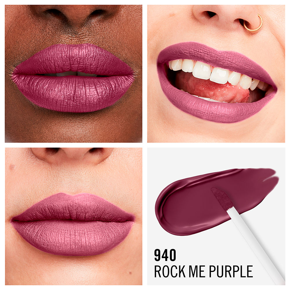 Rimmel London Batom líquido mega matte duradoura #940-rock me roxo 7,4 ml