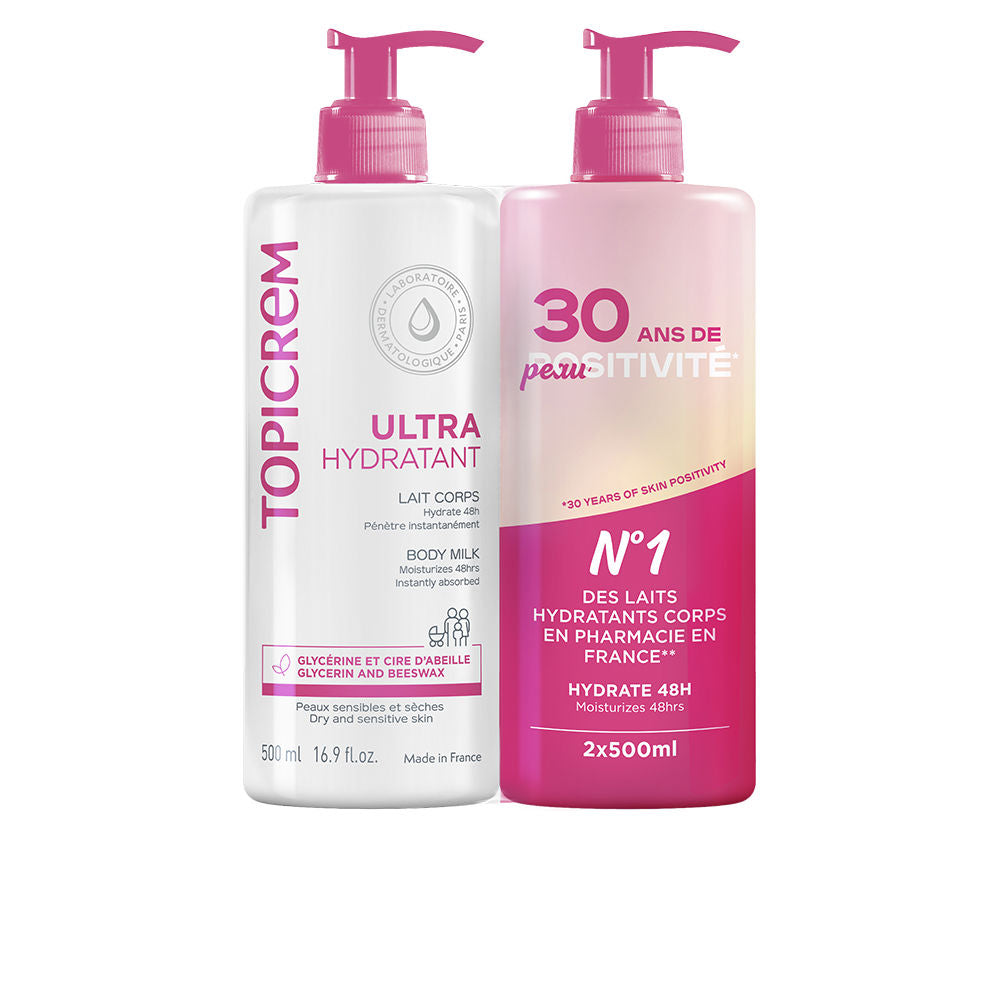 Topicrem Pacote de leite corporal ultra-hidratante uh 2 x 500 ml