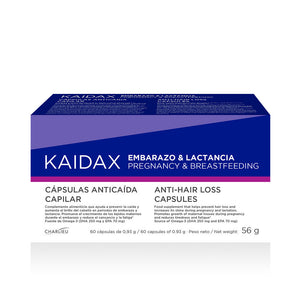 Kaidax Cápsulas contra a queda de cabelo para a gravidez e a amamentação, embalagem de 60 unidades