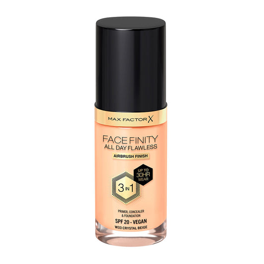 Max Factor Facefinidade o dia todo impecável base 3 em 1 #w33-crystal bege 30 ml