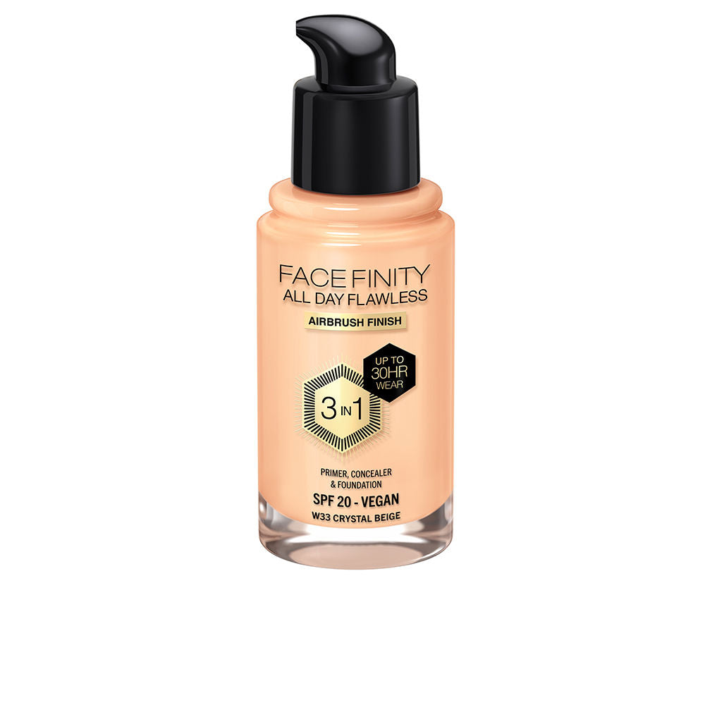 Max Factor Facefinidade o dia todo impecável base 3 em 1 #w33-crystal bege 30 ml