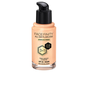 Max Factor Facefinidade o dia todo impecável base 3 em 1 #w33-crystal bege 30 ml