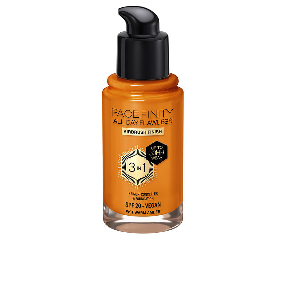 Max Factor Facefinidade o dia todo impecável base 3 em 1 #w91-warm âmbar 30 ml