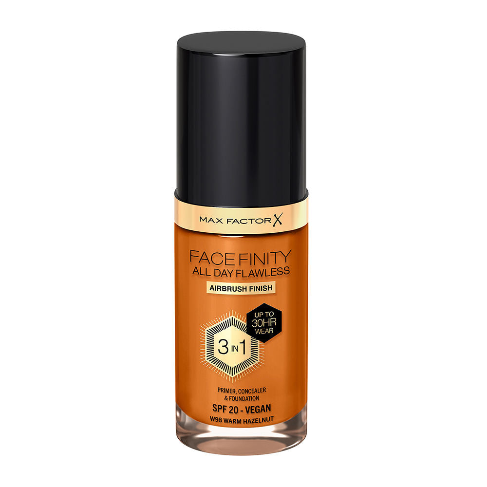 Max Factor Facefinity todo o dia impecável base 3 em 1 #w98-warm avelã 30 ml