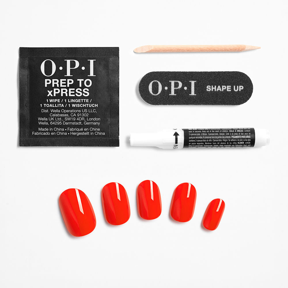 OPI xPress/On Iconic Shades Unhas Press-On Instantâneas Tipo Gel Curtas Strawberry Margarita x30