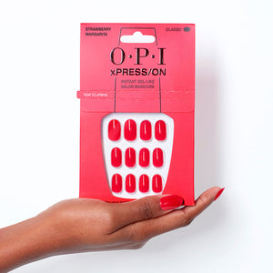 OPI xPress/On Iconic Shades Unhas Press-On Instantâneas Tipo Gel Curtas Strawberry Margarita x30
