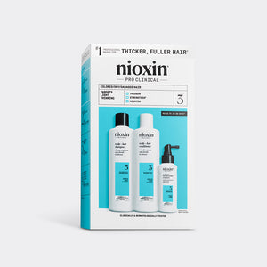 Nioxin System 3 - kit - tratamento para cabelos coloridos com raleamento leve 3 unidades