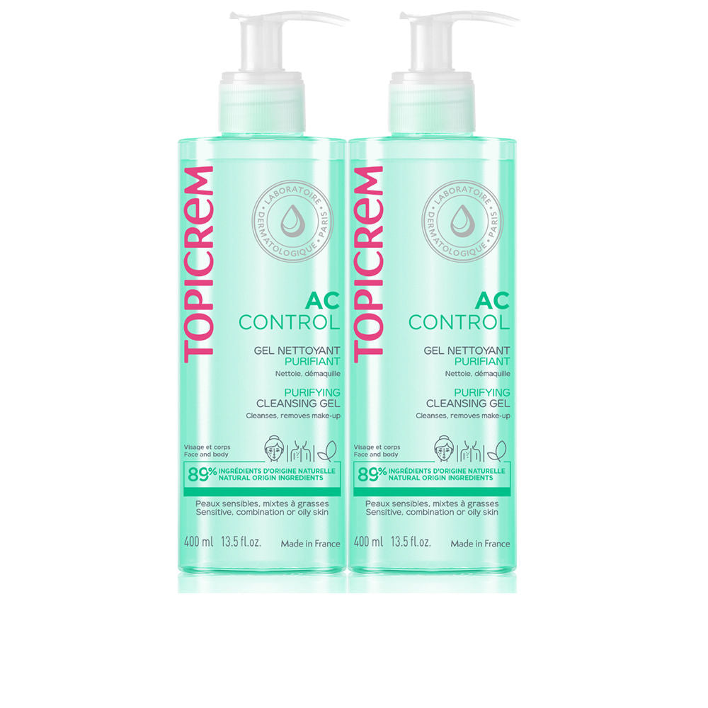 Topicrem Pacote de gel de limpeza purificante ac 2 x 400 ml