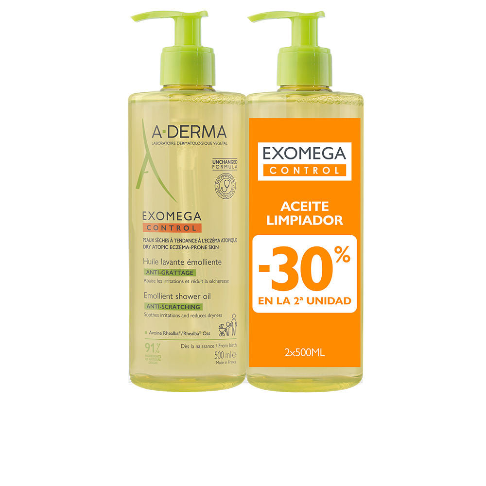 A-Derma Exomega control óleo de banho emoliente pacote 2 x 500 ml