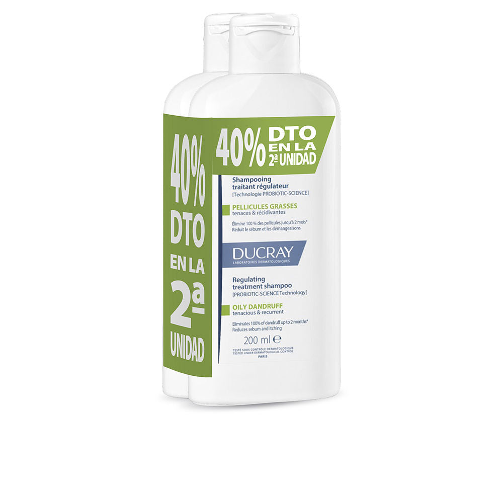 Ducray Shampoo kelual squanorm para caspa oleosa, embalagem com 2 x 200 ml