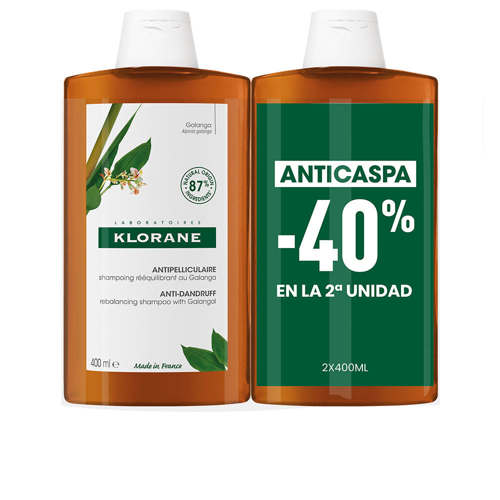 Klorane Galanga shampoo reequilibrante anticaspa pacote 2 x 400 ml