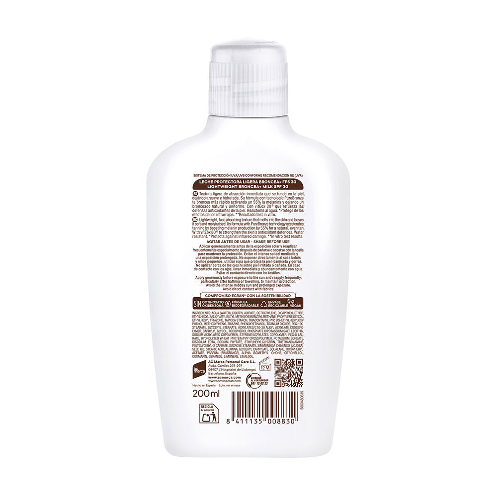 Ecran Sunnique broncea+ leite protetor fps 30 200 ml