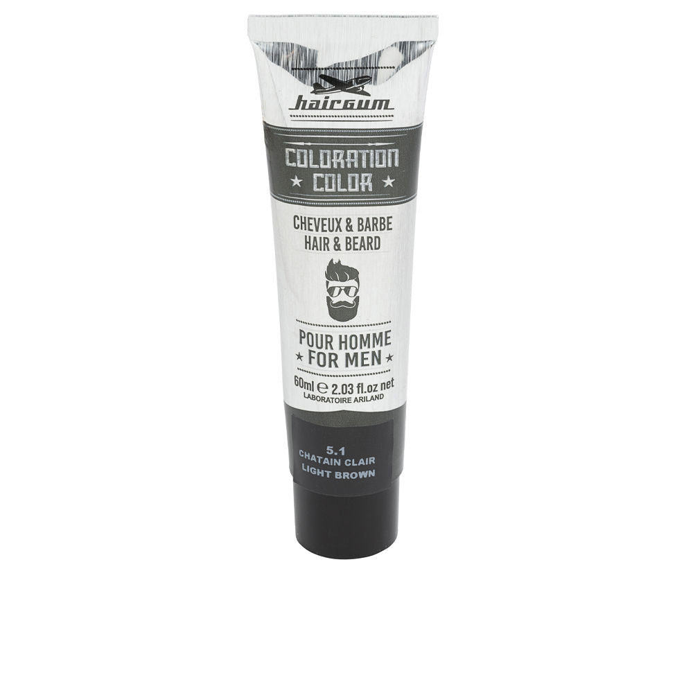 Hairgum Coloração barba e cabelo colorido #5.1-castanho claro 60 gr