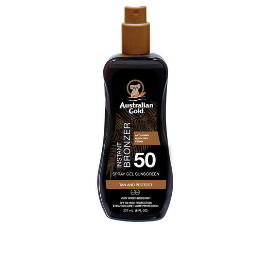 Australian Gold Protetor solar fps50 gel spray com bronzeador instantâneo 237 ml