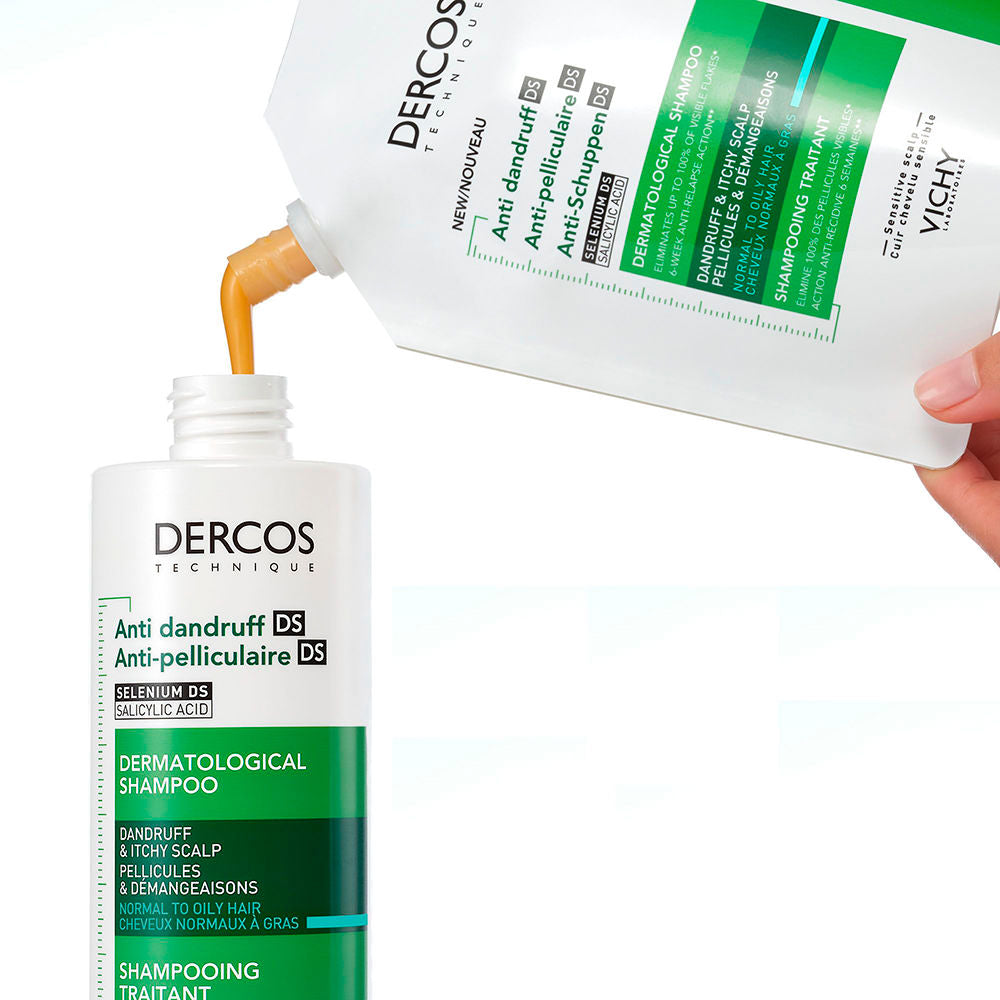 Vichy Dercos Champô Anticaspa DS para Cabelo Normal a Oleoso Eco-Recarga 390ml