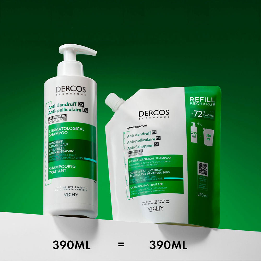 Vichy Dercos Champô Anticaspa DS para Cabelo Normal a Oleoso Eco-Recarga 390ml