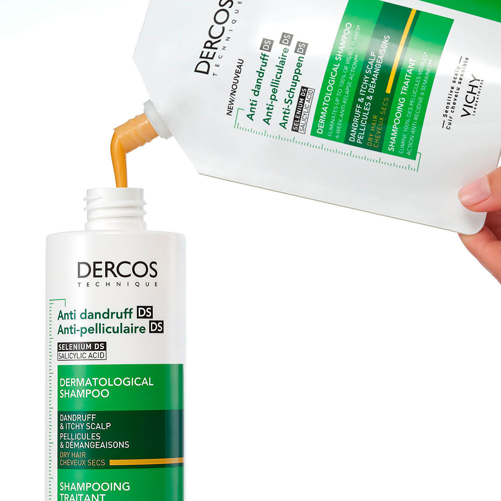 Vichy Dercos Champô Anticaspa DS para Cabelo Seco Eco-Recarga 390ml