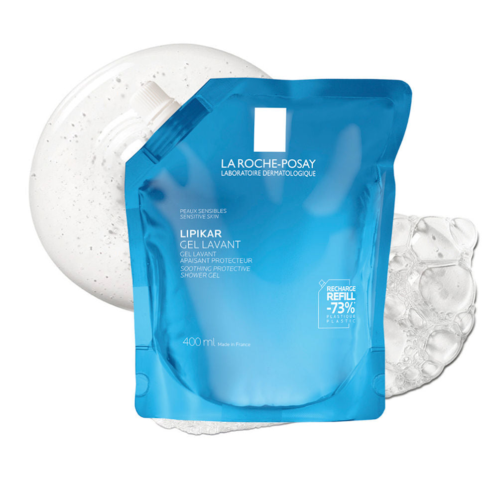 La Roche Posay Gel de banho fisiológico lipikar indicado para peles sensíveis e secas, recarga de 400 ml