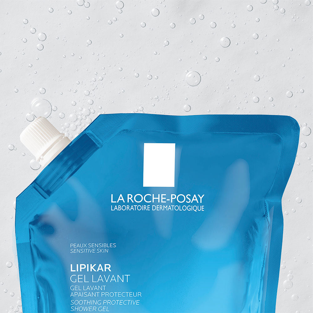 La Roche Posay Gel de banho fisiológico lipikar indicado para peles sensíveis e secas, recarga de 400 ml