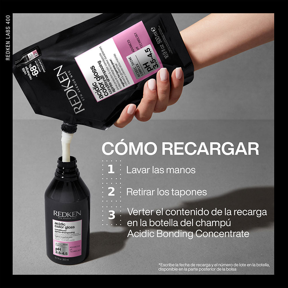 Redken Xampu sem sulfato acidic color gloss aumenta o brilho da sua cor reabastecer 500 ml