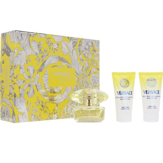 Versace Caixa de diamantes amarelo 3 peças