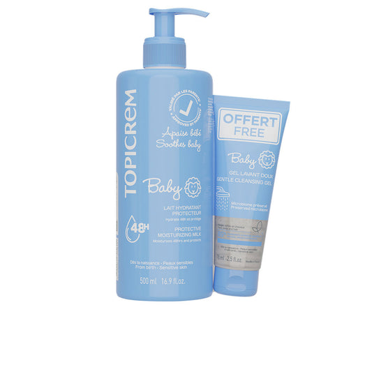 Topicrem Leite hidratante para bebês 500 ml + gel de limpeza 75 ml (2 unidades)