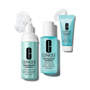 Clinique Sistema de cuidados com a pele em 3 etapas Anti-blemish Solutions, estojo com 3 peças