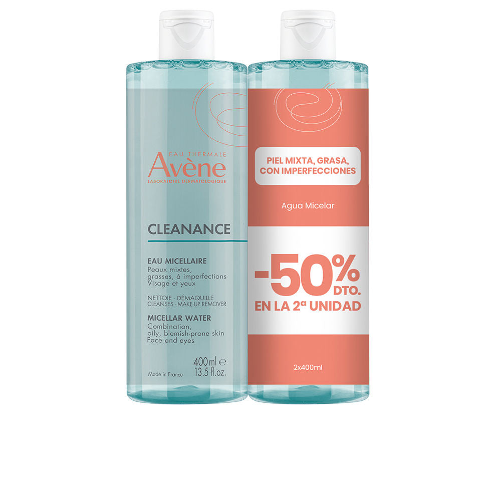 Avène Água micelar demaquilante, pacote com 2 unidades de 400 ml