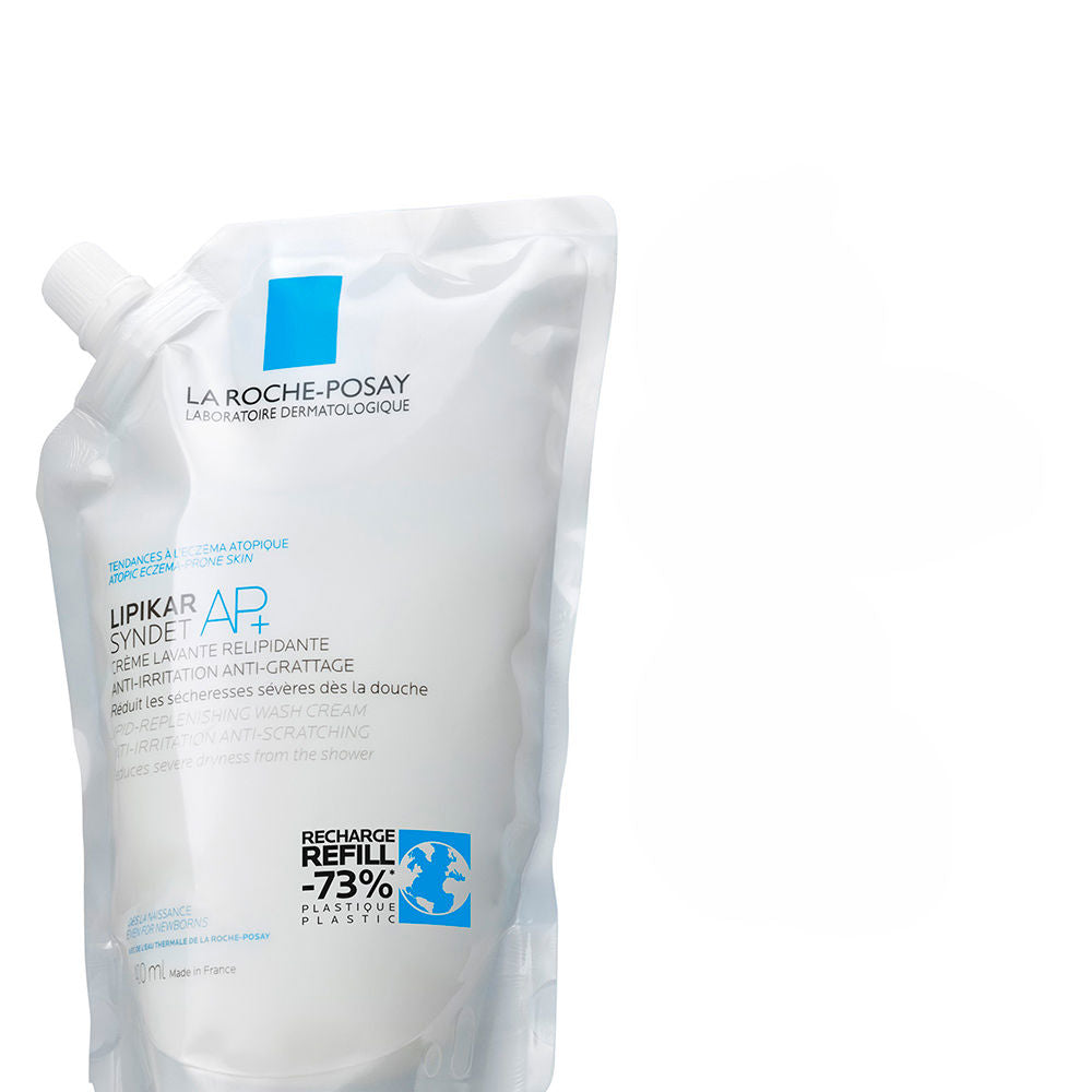 La Roche Posay Creme de banho relipidizante e anti-irritante lipikar syndet ap+ para pele atópica, refil de 400ml