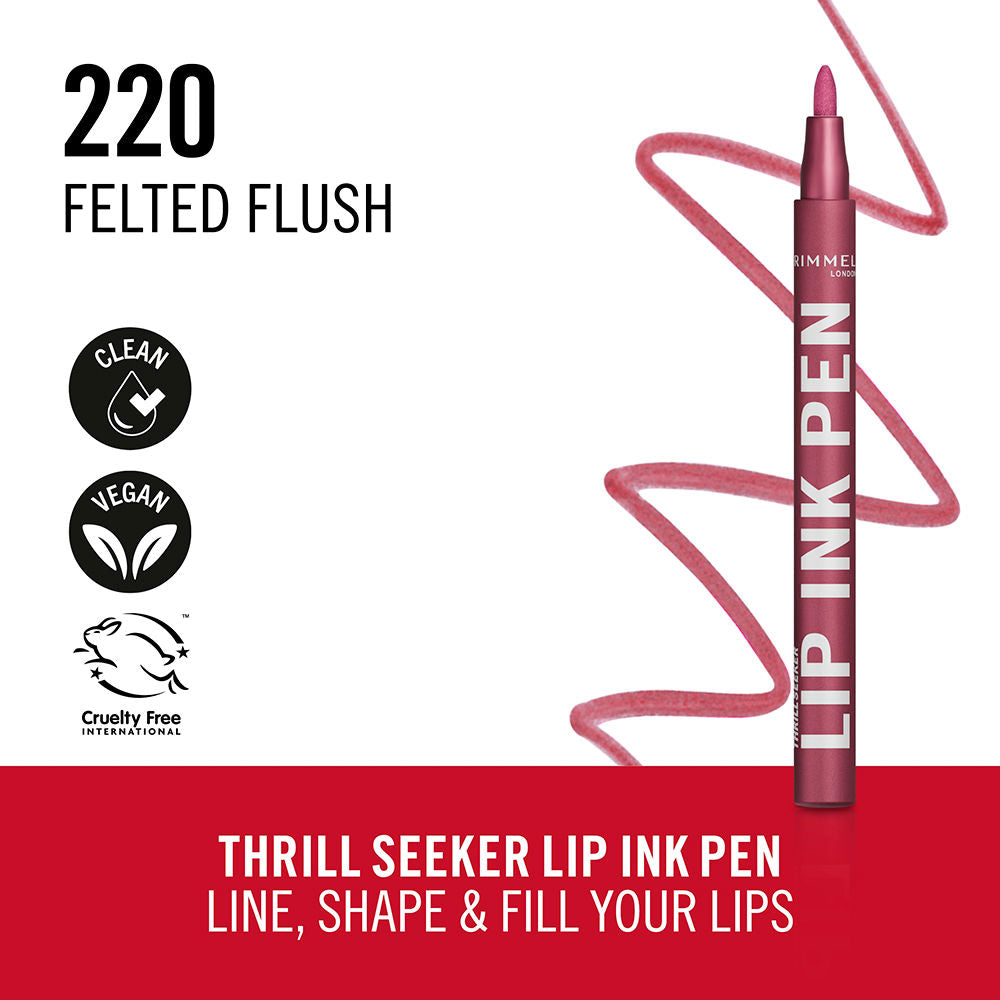 Rimmel London Batom lip ink pen nº 220 - felted flush 1,7 ml