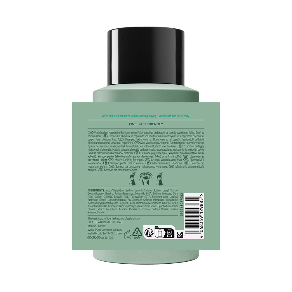 Sebastian Professionals O shampoo volumizador profissional volupt aumenta o volume e a densidade dos cabelos. 1000 ml