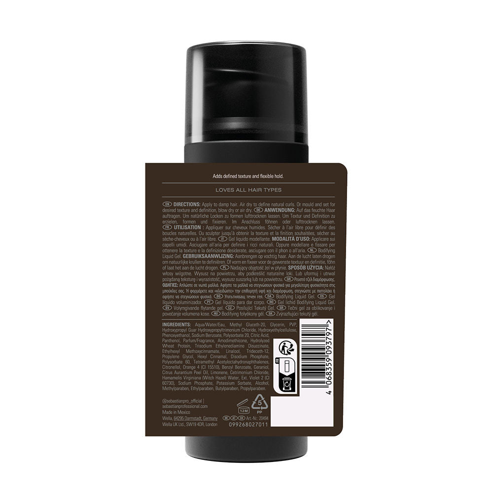 Sebastian Professionals Gel texturizador para definir cabelos cacheados ou lisos, realça a textura e a definição. 145 ml