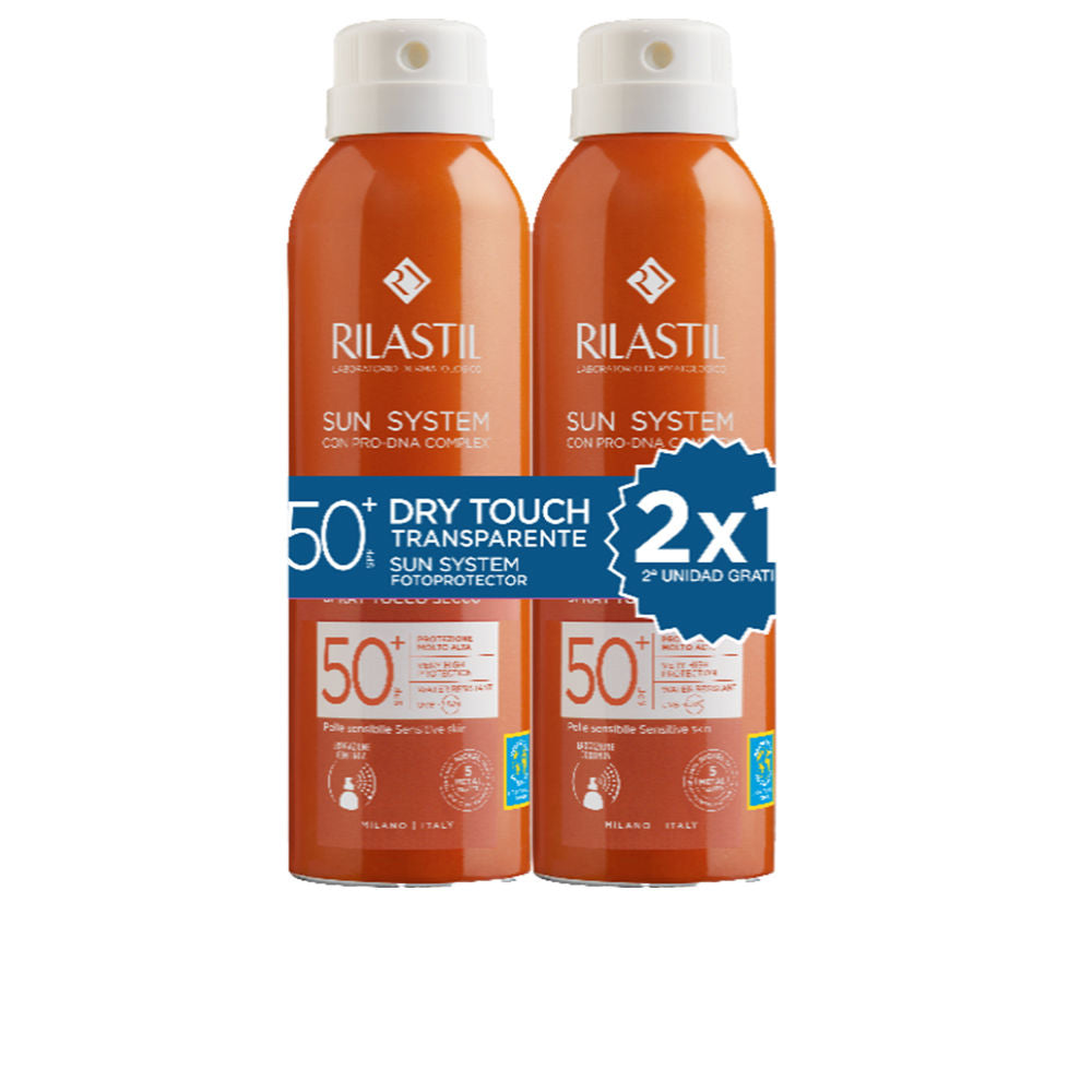 Rilastil Sistema Solar SPF50+ Spray Transparente Toque Seco - Pacote com 2 X 200ml