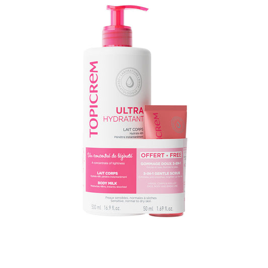 Topicrem Leite corporal uh 500ml + esfoliante suave 3 em 1 (2 unidades)